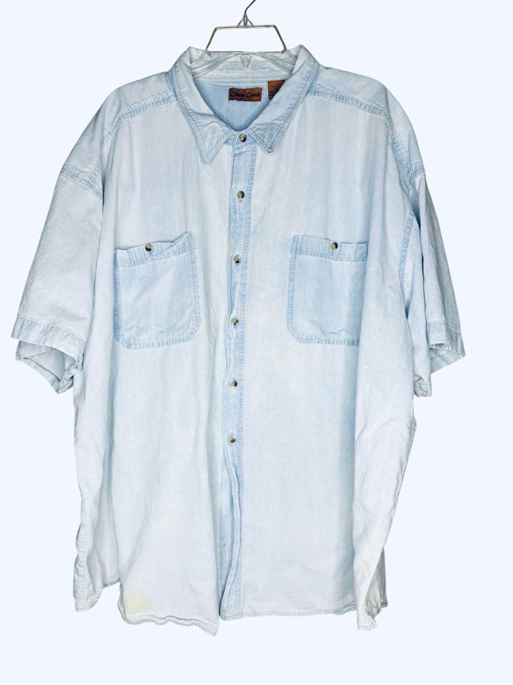 Cobra Creek 4X Light Blue Chambray Button Front Shirt Mens Big Tall Distressed